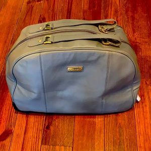 Joy & Iman Genuine Leather Gray Wheeled Duffel Bag